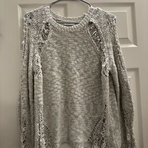 Lush Destroyed Edge Sweater - Heather Gray (Small)